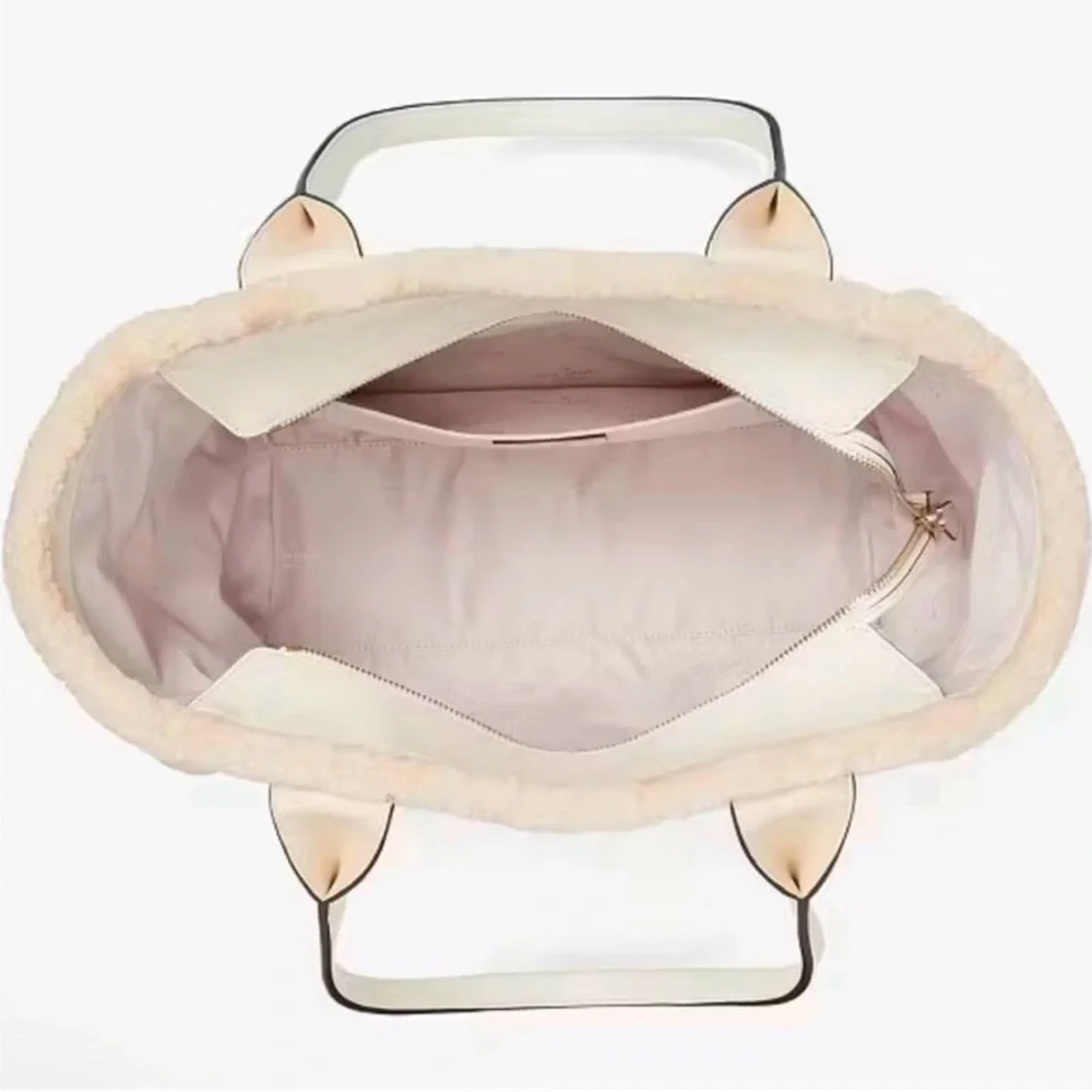 Kate Spade New York Jett cream-colored ("Meringue") Faux Shearling Tote NWT - Picture 4 of 12